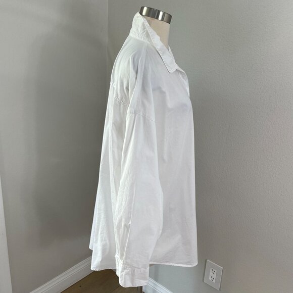 Old Navy Womens XL Boyfriend Shirt White Cotton Long Sleeve Button Up Blouse Top - Picture 8 of 8